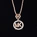 YINLI MK Etched Monogram Disc with Michael Kors Pendant Necklace and Earrings Jewelry Set 18