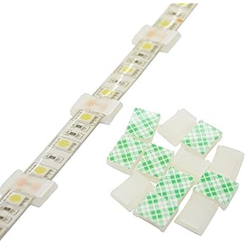 Strip Light Mounting Clips Self-Adhesive Strip Brackets Holder,100-Pack Clamps Fix Light Strip 8mm 10mm 12mm (for 10mm(3/8