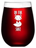 Offbeat Gifts Oh For Fox Sake - Funny Wine Glass Saying - Fox Themed Unbreakable Stemless Plastic Wine Glass - Funny Gift for Women or Men- Fox Lover Coworker Gift - Shatterproof Safe for Outdoor Use
