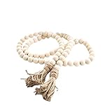Vosarea Wood Bead Garland with Tassels Farmhouse