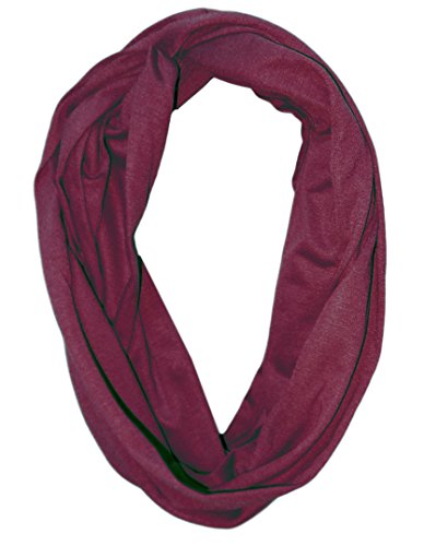 Solid Infinity Soft Polyester Scarf with Hidden Zipper Pocket (Purple)