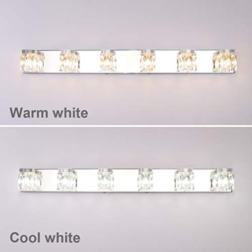 RALBAY LED Modern Bathroom Vanity Lights 6 Lights Crystal Glass