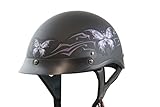 VCAN V531 Cruiser Intricate Butterfly Flat Black Large Half Helmet