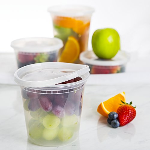 [48 Pack, 24oz] Clear Plastic Containers With Lids - Deli Containers With Lids Plastic Food Containers - Freezer Containers Meal Prep Containers for Food - Food Storage Containers by Prep Naturals