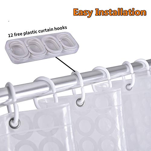Shcasa Bathroom Clear Shower Curtain, 3D Clear Circle Curtains with 12