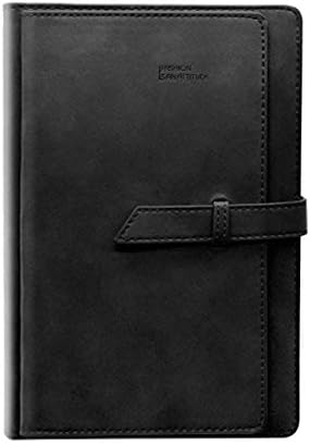 Daily Calendar Planner August 2018 Through August 2019,Monthly Bullet Journal Organizer with Card Slots Pen Holder,A5 Faux Leather Cover,320 Beige Pages,Dated,Perfect for Use in Academic Year(Black)