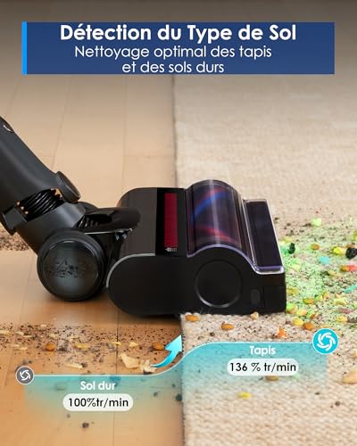 Tineco Pure One A90S Cordless Vacuum Cleaner, 270AW Vacuum, 105 Min Autonomy, 3DSense Master Brush, 150° Green LED Light, 180° Foldable, Suitable for Pet Hair/Carpet/Hard Floors