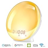 Wake Up Light Alarm Clock, Burbupps Kids Night Light Compatible with Alexa & Google Home, 7 Colored Sunrise Simulation and Sunset Fading, Dual Alarm Clock with FM Radio, USB Charge Port