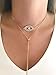 LESLIE BOULES Gold Evil Eye Lariat Necklace for Women 18K Gold Plated Sliding Adjustable Chain Choker Jewelry