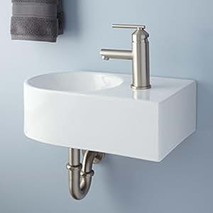 Naiture Porcelain Wallmount Bathroom Sink With Right Corner Configuration Without Drain Naiture Porcelain Wallmount Bathroom Sink With Right Corner Configuration Without Drain