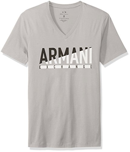 A|X Armani Exchange Men s Armani Vneck Graphic Jersey Tee, Alloy, Large