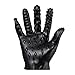 Male Female Massage Tool Soft Flirting Massage Glove Men Ribbed Teasing Gloves (A-Black)