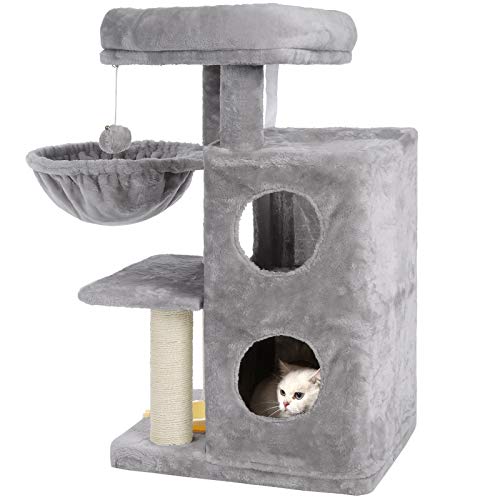 FEANDREA MultiLevel Cat Tree with Feeder Bowl, SisalCovered