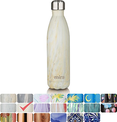 MIRA Vacuum Insulated Travel Water Bottle | Leak-proof Double Walled Stainless Steel Cola Shape Sports Water Bottle | No Sweating, Keeps Your Drink Hot & Cold | 25 Oz (750 ml) (Yellow Granite)