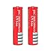 RedEarth 2pcs BRC 18650 3000mAh 3.7V Button Top Rechargeable Battery Pair Smart Charger Set for Ultrafire Li-ion Cree LED Torch Flashlight (Red)