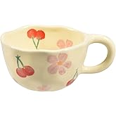 Koythin Ceramic Coffee Mug, Creative Flower Cup for Office and Home, Dishwasher and Microwave Safe, 8.5 oz/250 ml for Latte Tea Milk, Suitable for Mom on Mother's Day (Pink Cherry)