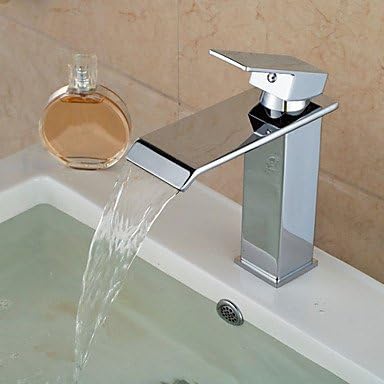 BL-Style Chrome Waterfall Vanity Basin Mixer Faucet Spout Square Brass