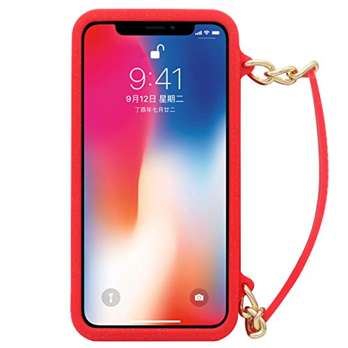 Omio for iPhone Xs Max Handbag Case with Card Holder Wrist Lanyard Strap Soft Silicone Cover for iPhone Xs Max Wallet Case for Women Luxury Stylish Long Pearl Crossbody Chain Case for iPhone Xs Max