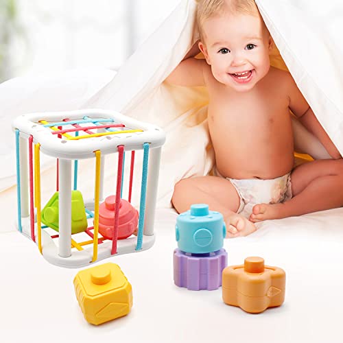 Montessori Toys Sensory Baby Toys Colorful Cube and 6 Pcs Multi Sensory