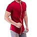 ONTTNO Mens Short Sleeve Hipster Hip Hop Basic Curved Hem Red Zipper T Shirt