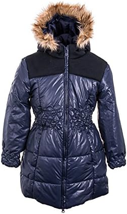 New Red Shimmer Fuax Fur Lined Padded Winter Girls Jacket Padded Overcoat With Fuax Fur Hood (7)