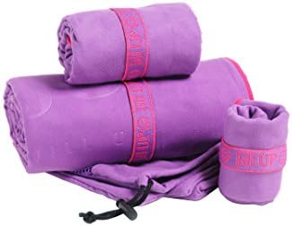 Ultra Compact Set 68"x40", 40"x20", 16"x21" Soft Microfiber Sport and Travel Towel - Super Absorbent and Quick Drying - Camping, Yoga, Swimming, Beach, Gym, Golf - FREE Storage Bag