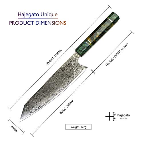 hajegato Damascus Chef Knife Kiritsuke Unique One Of Kind Handle