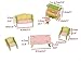 URToys 4Set Mini Cute Wooden Delicate Dollhouse Furniture Toys Miniature For Kids Children Funny Pretend Play Toys Role Playing Toy With Box