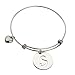 ZUOBAO Stainless Steel Initial Disc Expandable Wire Bracelet Bangle with Heart Charm (S)
