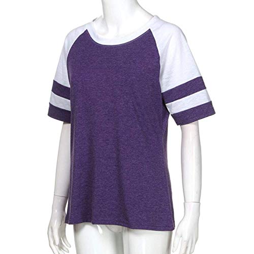 Orangeskycn Pullover Sweaters for Women, Fashion Ladies Long Sleeve T Shirt Clothes Splice Blouse Tops (z Purple, M)