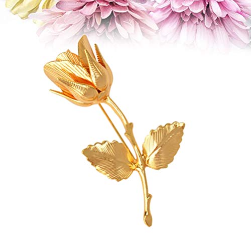 FENICAL Golden Rose Brooch Pins Metal Breastpin Flower Pin Chest Decoration for Women Girls