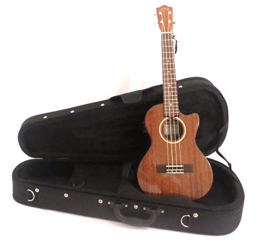 Lanikai Model MAS-CET Solid Mahogany Electric Acoustic Cutaway Tenor Ukulele with case