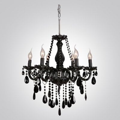 mei Splendid and Bold Jet Black All Crystal 6-Light Classic Style Chandelier