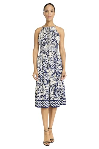 Maggy London Women's Sleeveless Halter Neck Midi Length Fit and Flare-Summer Sp…