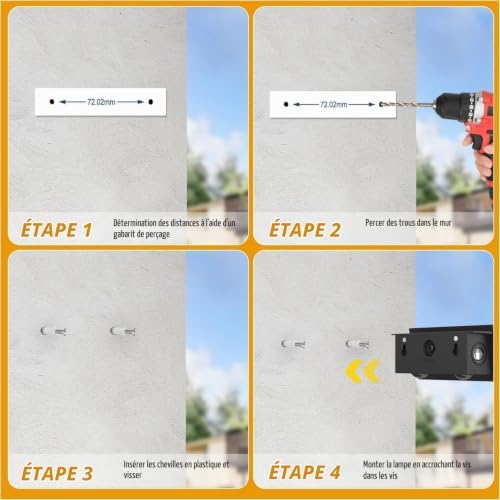 Applique Murale Extérieur Solaire, 4 Pièces Applique Murale Blanc Chaud avec 4 LEDs, Éclairage à Trois Directions Lampe Exterieur Solaire Jardin, IP65 Étanche pour Clôture, Escaliers, Balcon