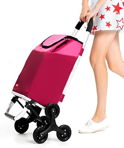 HanLi Aluminum Alloy Foldable Shopping Cart Six Wheels Climbing Trolly With Waterproof Shopping Bag Supermarket Trolley