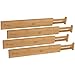 MEKBOK 4-pack Bamboo Kitchen Drawer Divider, Adjustable Drawer Storage, Spring loaded, Suitable for kitchens, Dressing tables, Bathrooms, bedrooms, Drawers, Desks