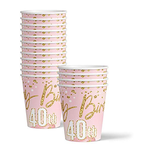 40th-Pink-and-Gold-Birthday-Party-Supplies-Set-Plates-Napkins-Cups-Tableware-Kit-for-16