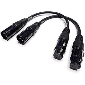 CESS-008 XLR3M to XLR5F DMX512 Adaptor Cable - 3 Pin Male XLR to 5 Pin Female XLR DMX Turnaround 6 inches - 2 Pack