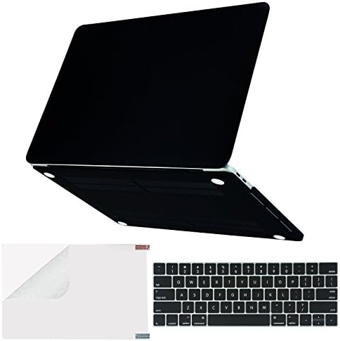 SZHHDX 3in1 Rubberized Frosted Soft-touch Hard Shell Case Cover with screen protector for MacBook Pro 13 Case 2017 &amp; 2016 (A1706 / 1708 ) (Rich black)