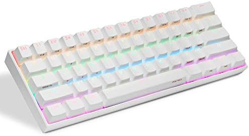 Mechanical Keyboard - Kailh Box Switches, Arrow Keys on Keyboard, Up to 8 Hours Extended Battery Life, Full Keys Programmable,True RGB LED Backlit-White (Kailh Box Brown, White)