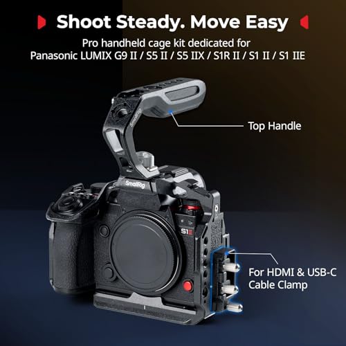 SMALLRIG Protective Cage Kit for Panasonic S1R II/S1 II/S1 IIE, with Top Handle and Cable Clip, QR Plate for Arca-Swiss and Cold Shoe - 5503