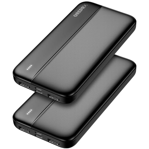 Grepro Powerbank 10000Mah - 2 Stück, Externer Handyakkus,Power Bank Klein Aber Stark Mit Type-C + Micro Eingängen Ports Und 2 Usb + Usb-C Ausgängen Ports Für Smartphones,Tablet