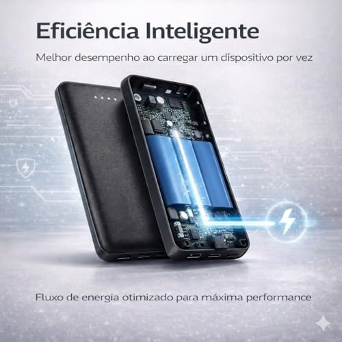 Power Bank Carregador Portátil Universal 10000mAh com Cabos Integrados USB-A, USB-C (Type-C), Micro-USB e USB-Light Carregamento Rápido Bateria Externa Compacta para Celular Android iOS