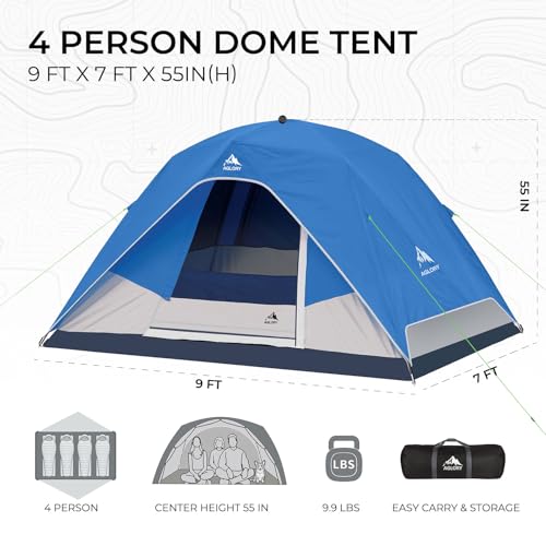 Camping Tent,2/4/6 Person Tent with Rainfly & Large Mesh Windows, Waterproof, Easy Setup - Tents for Family,Camping, Hiking,Backpacking and Outdoor