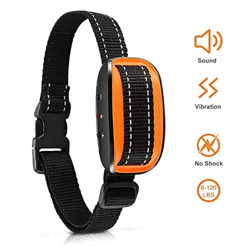 Bompass Bark Collar – Stop Barking – No Harm No Shock Bark Control Training Collar with Beep Vibration and 7 Correction Levels for Small Medium and Large Dogs