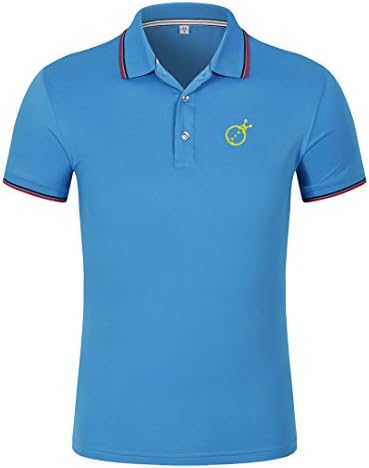 Dysamone Polo Shirts for Men- Classic Style with Printed LADYBUG Logo / Team Uniform-Blue-M