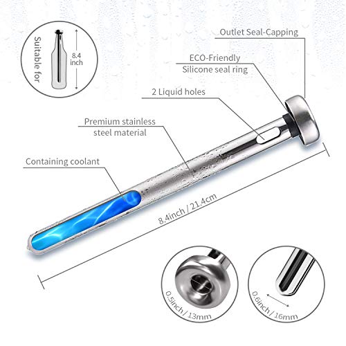 Beer Chiller Sticks for Bottles,2pcs Stainless Steel Beer Bottle Chiller Sticks. fits most as the standard bottle cork ,enjoy the cold beer at anytime and anywhere