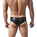 YUFEIDA Sexy Men's Mini Underwear Faux Leather Boxers Briefs Underpants Black (M)