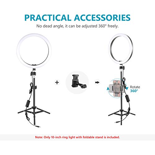 Neewer Led Ring Light for iphone 10inch with Tripod Stand and phone holder, BiColor 3200K